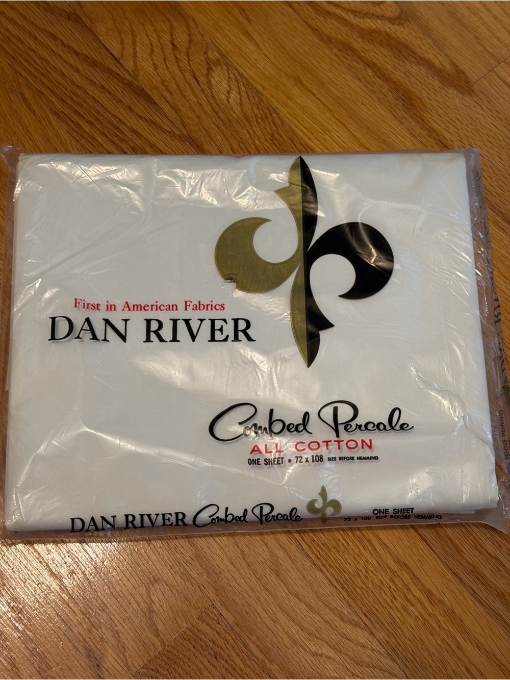 🆕 Dan River combed percale all cotton Twin 72x108” flat sheet New in package 60s